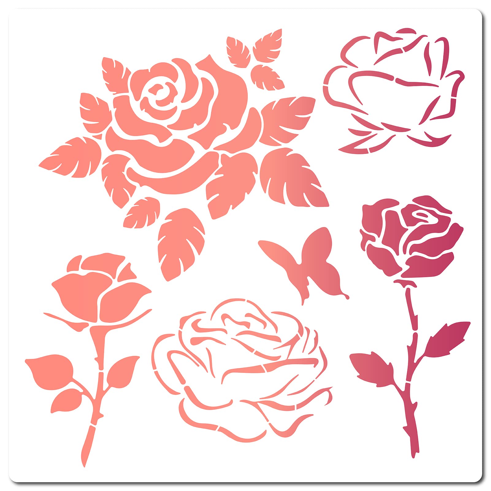 薔薇のステンシル　スリムな木製3段フリルシェルフ 薔薇のステンシル スリムな木製3段フリルシェルフ 薔薇の